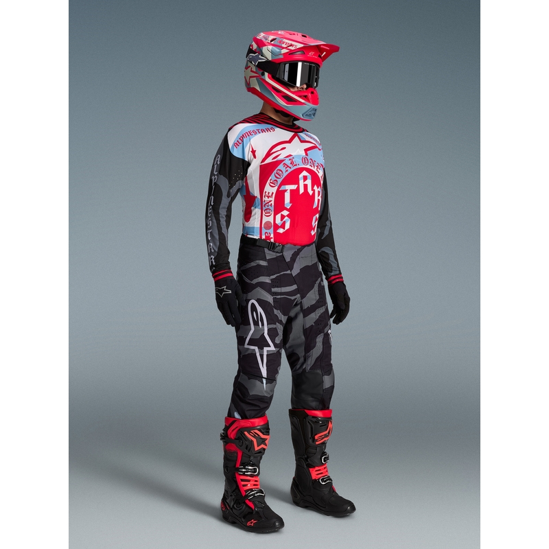 Spodnie motocrossowe Alpinestars Techstar w limitowanej edycji Beast Coast w kolorze szaro-czarno-pomarańczowym