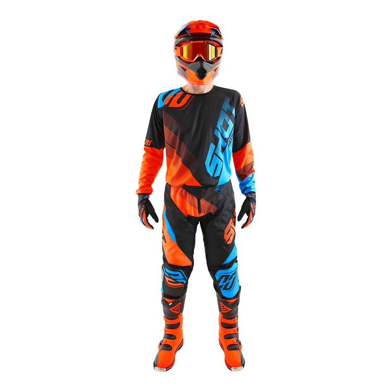 Motocrossowe spodnie Shot DEVO Ultimate niebiesko-fluo pomarańczowe wyprzedaż