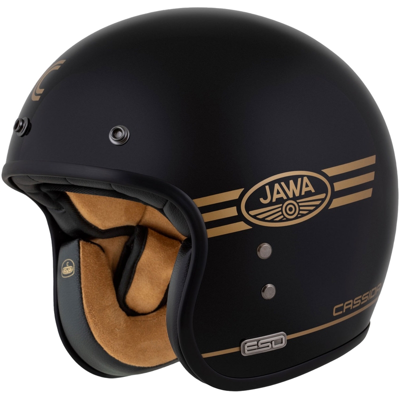 Cassida Eso Jawa Pérák open face helmet black pearl-gold