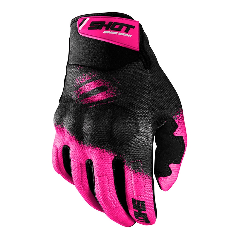 Motocrossowe rękawice Shot DRIFT Smoke czarno-fluo różowe