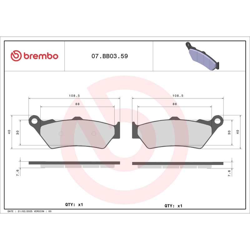 Brake pads BREMBO GENUINE