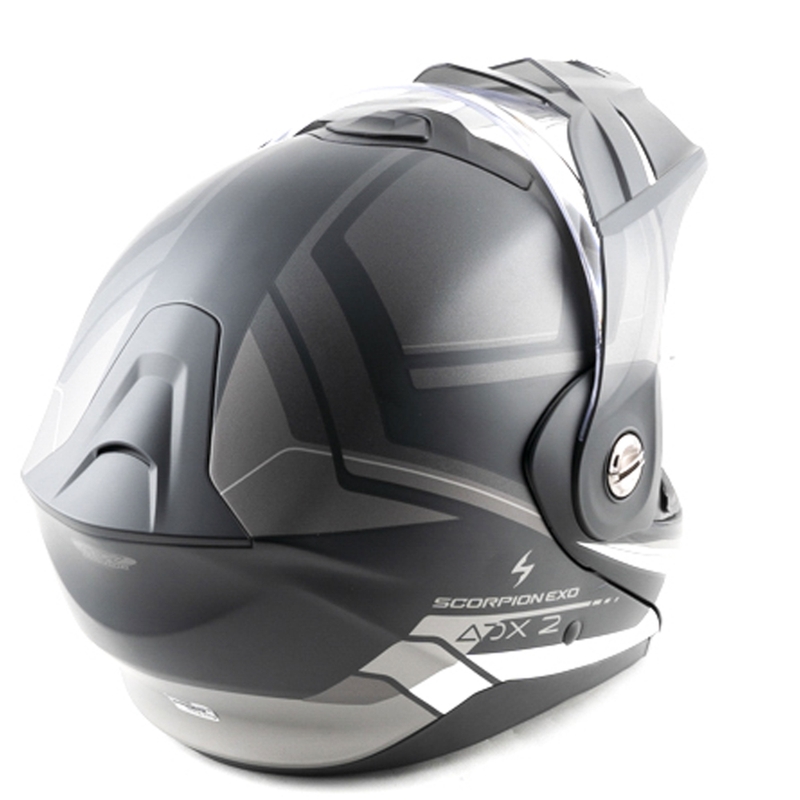 Kask motocyklowy typu flip-up Scorpion ADX-2 LEWIS matowo-czarno-srebrny
