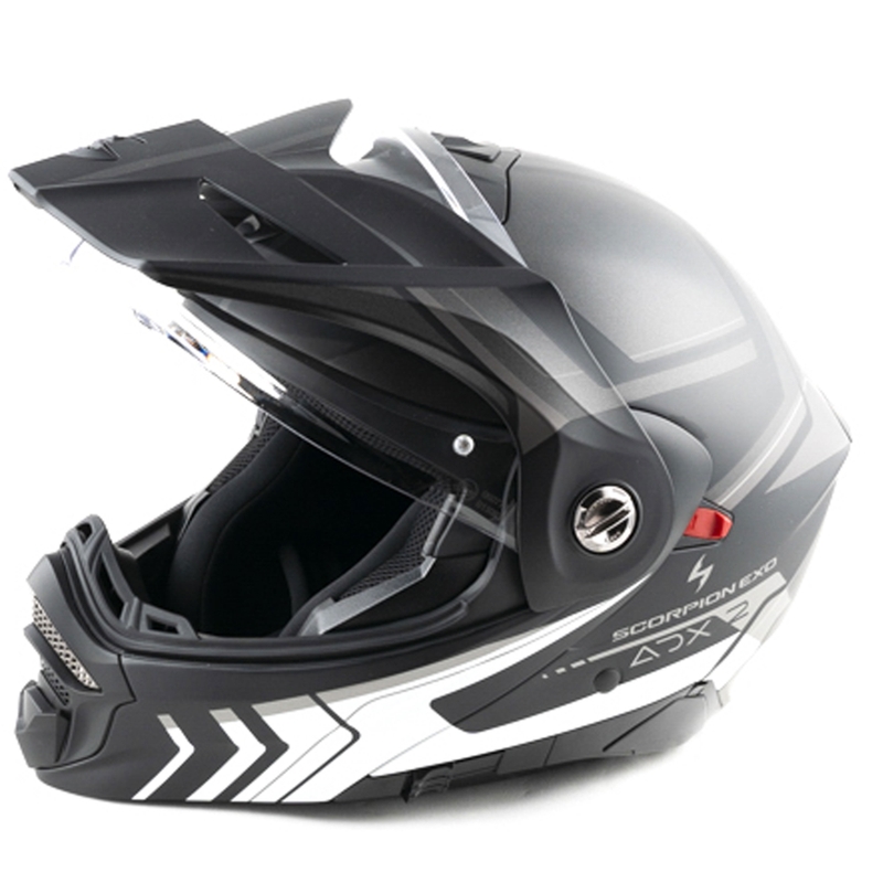 Kask motocyklowy typu flip-up Scorpion ADX-2 LEWIS matowo-czarno-srebrny