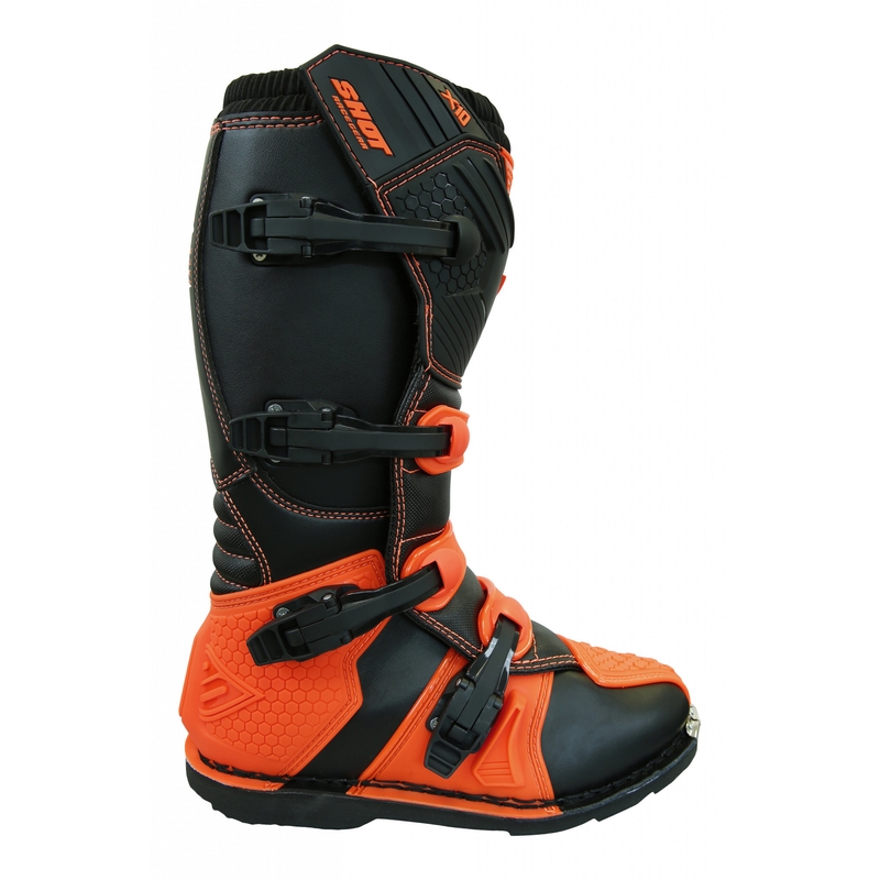 Buty motocyklowe Shot X10 czarno-fluo pomarańczowe