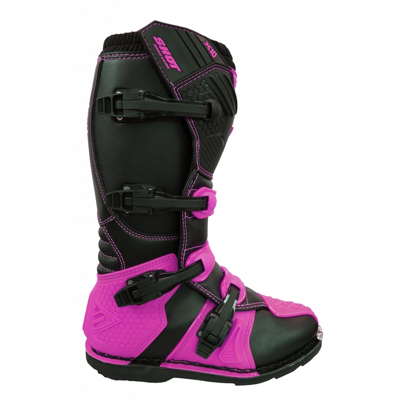 Buty motocyklowe Shot X10 czarno-fluo różowe wyprzedaż