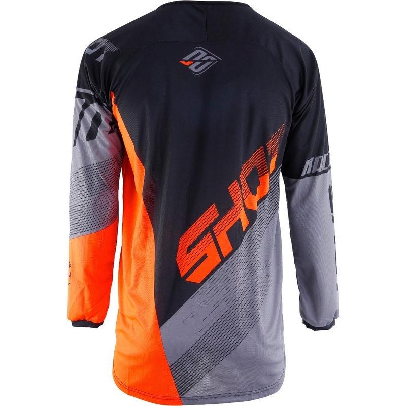 Dziecięca motocrossowa koszulka Shot DEVO Ultimate czarno-fluo pomarańczowa