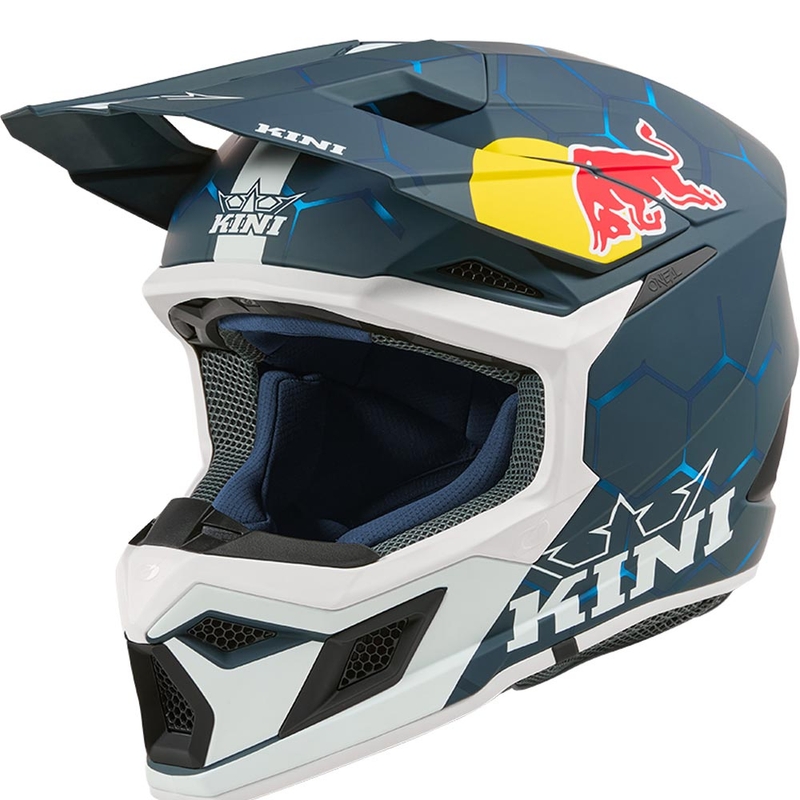 Kask motocrossowy dziecięcy KINI Red Bull MX3 1.0 niebiesko-biały