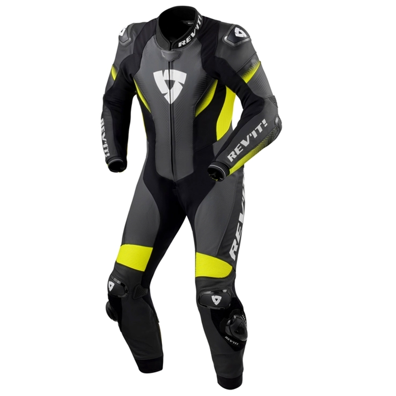Skórzany kombinezon motocyklowy Revit Control Black-Fluo Yellow