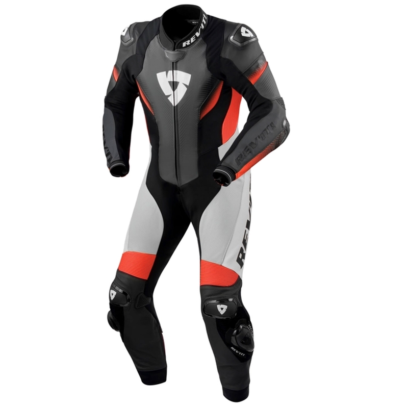 Skórzany kombinezon motocyklowy Revit Control Black-Fluo Red