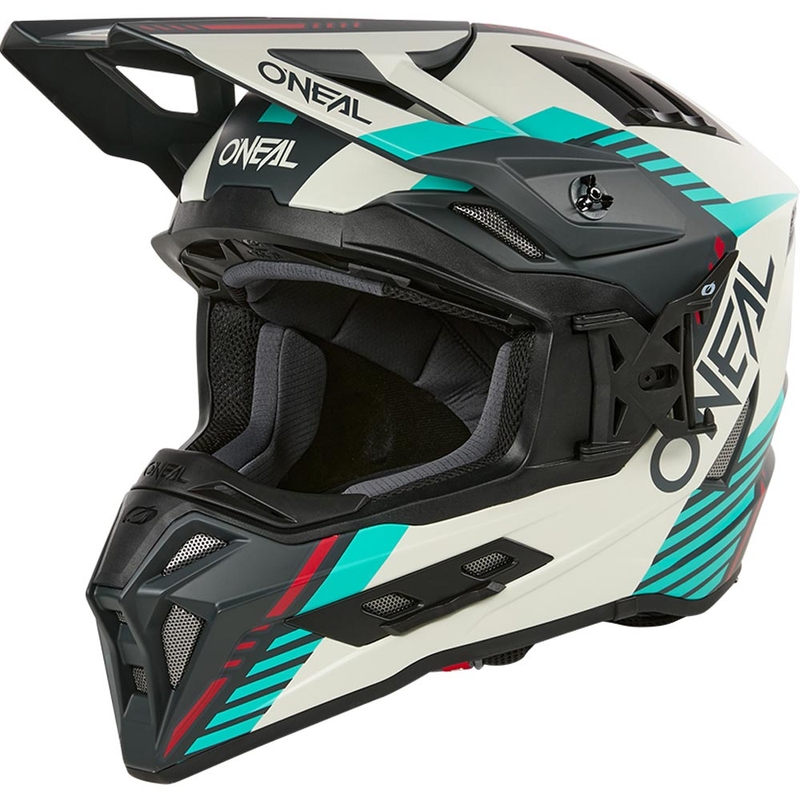 Kask motocrossowy O'Neal EX-SRS Quin szaro-turkusowy