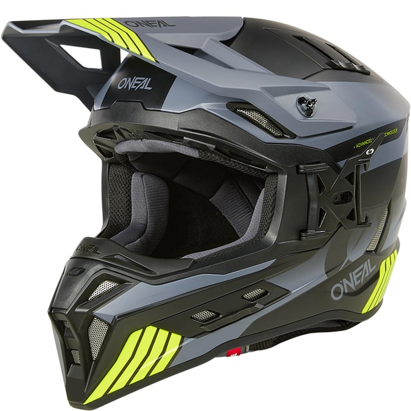 Kask motocrossowy O´Neal EX-SRS Hitch czarno-szaro-fluo żółty