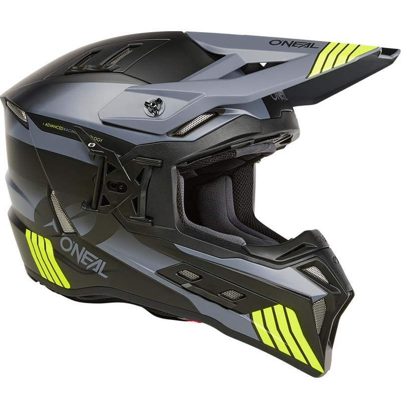 Kask motocrossowy O´Neal EX-SRS Hitch czarno-szaro-fluo żółty