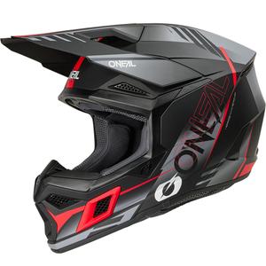 Kask motocrossowy O'Neal 3SRS Haze matowy czarno-szaro-czerwony