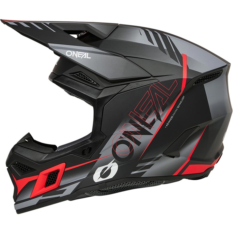 Kask motocrossowy O'Neal 3SRS Haze matowy czarno-szaro-czerwony