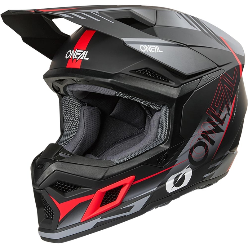 Kask motocrossowy O'Neal 3SRS Haze matowy czarno-szaro-czerwony
