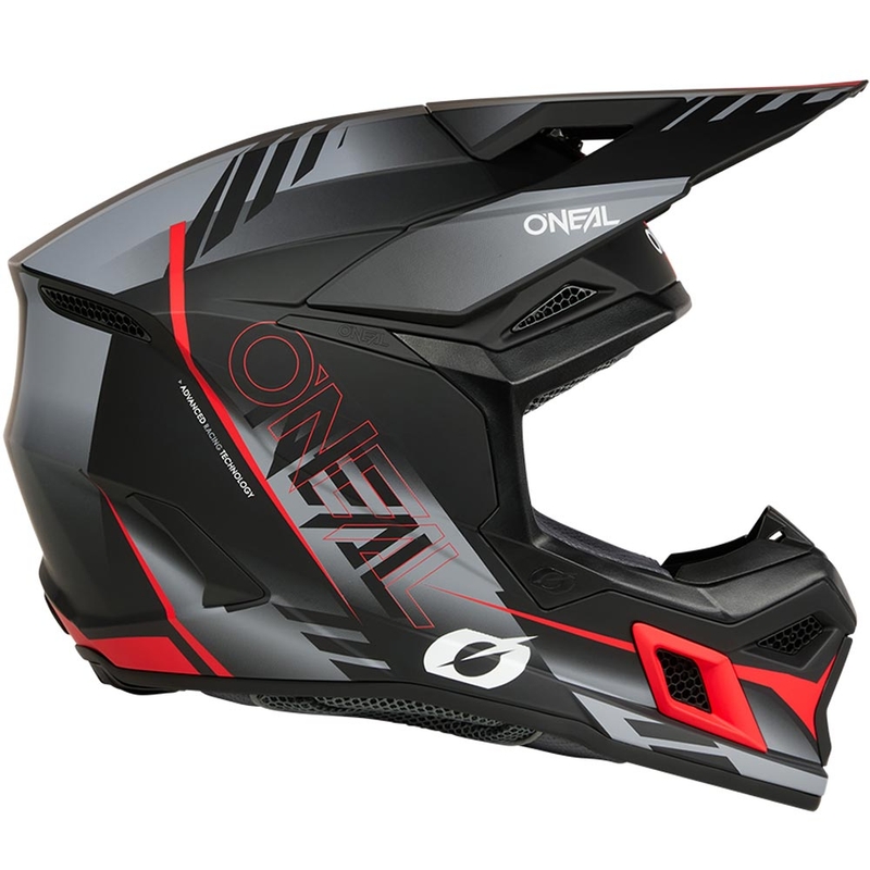 Kask motocrossowy O'Neal 3SRS Haze matowy czarno-szaro-czerwony