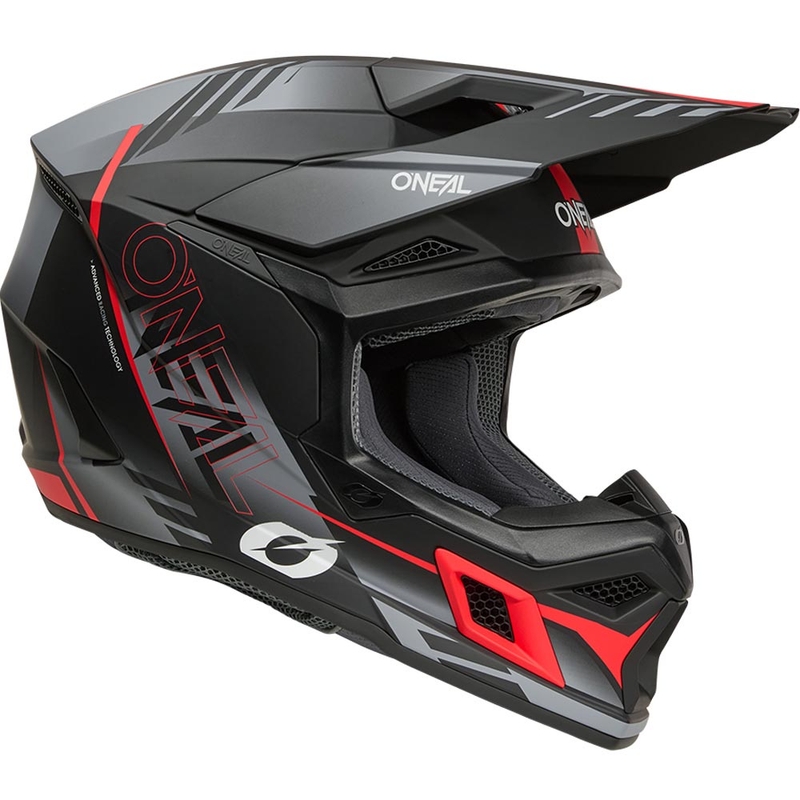 Kask motocrossowy O'Neal 3SRS Haze matowy czarno-szaro-czerwony