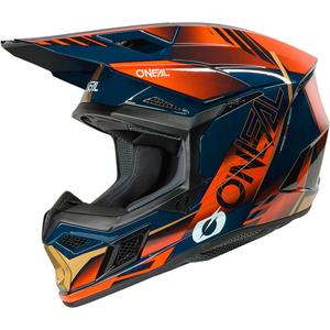Kask motocrossowy O'Neal 3SRS Haze niebiesko-pomarańczowo-złoty