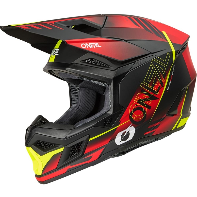 Kask motocrossowy O'Neal 3SRS Haze matowy czarno-czerwono-fluo żółty