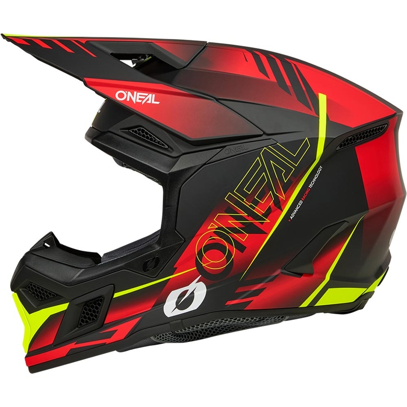 Kask motocrossowy O'Neal 3SRS Haze matowy czarno-czerwono-fluo żółty