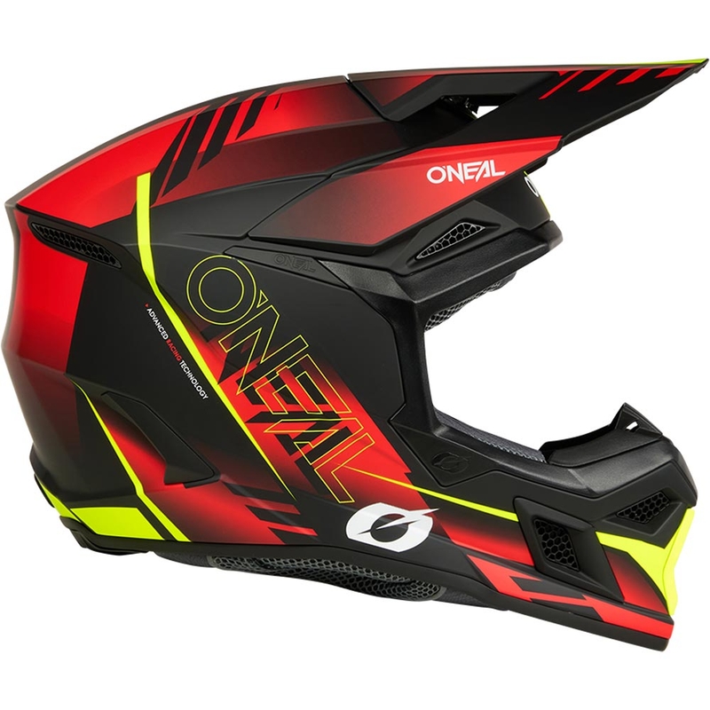 Kask motocrossowy O'Neal 3SRS Haze matowy czarno-czerwono-fluo żółty
