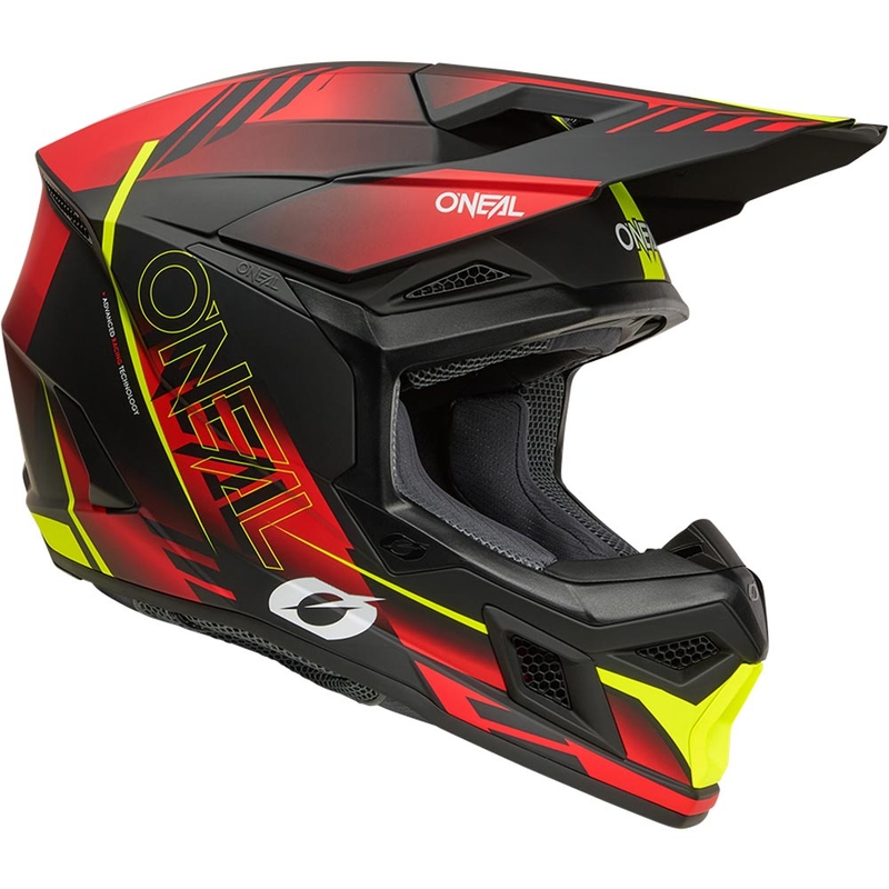 Kask motocrossowy O'Neal 3SRS Haze matowy czarno-czerwono-fluo żółty