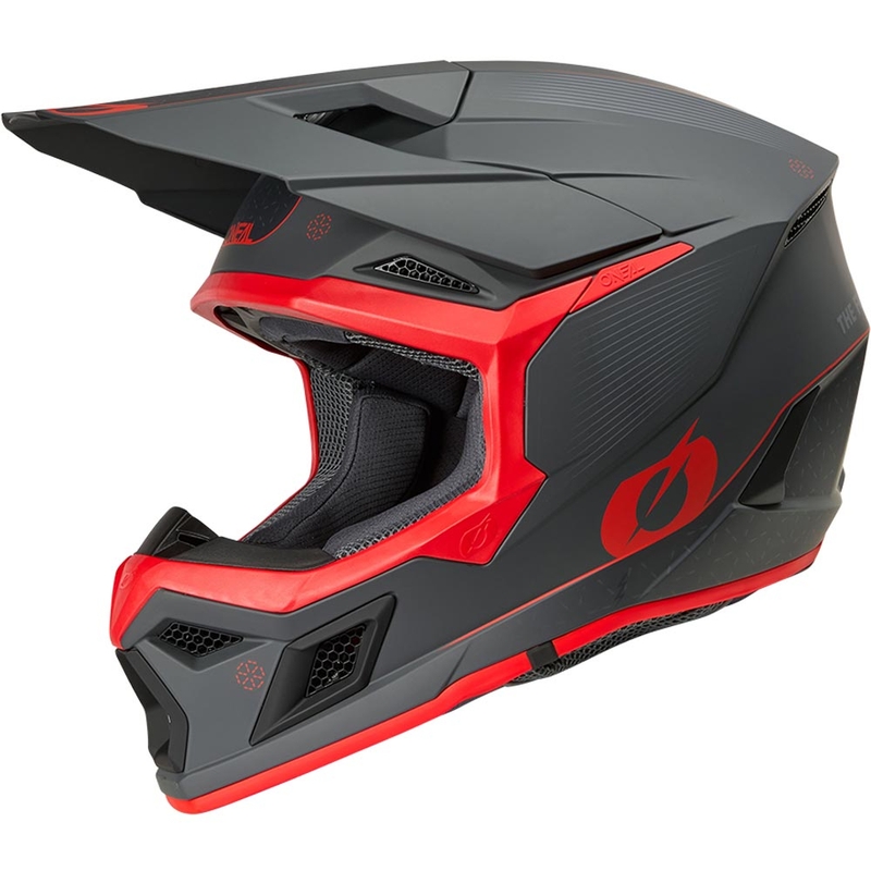 Kask motocrossowy O'Neal 3SRS E-stroke matowy szaro-czerwony