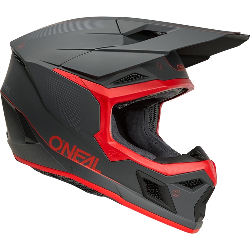 Kask motocrossowy O'Neal 3SRS E-stroke matowy szaro-czerwony