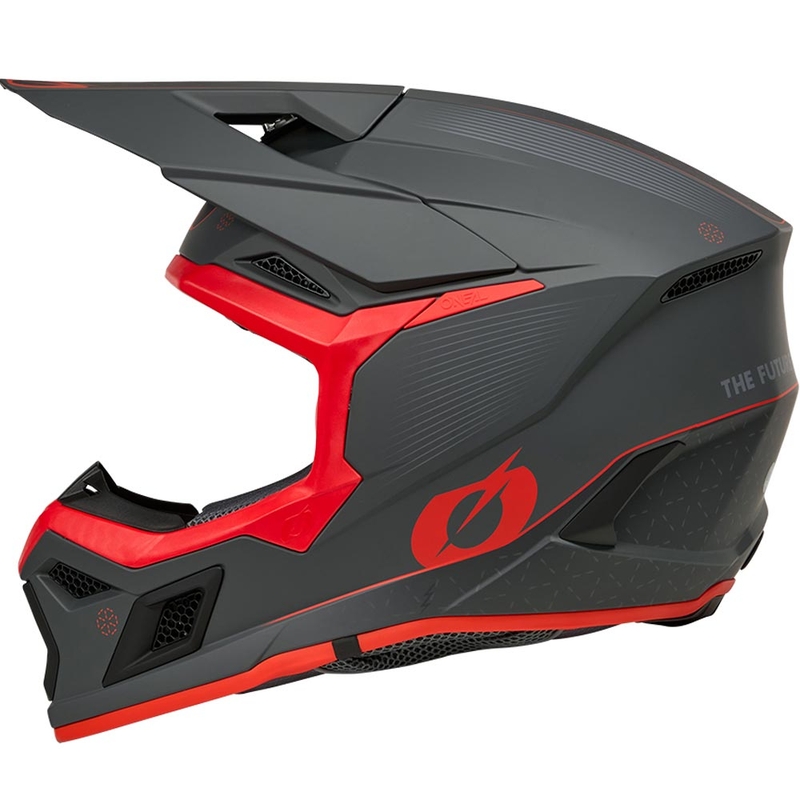 Kask motocrossowy O'Neal 3SRS E-stroke matowy szaro-czerwony