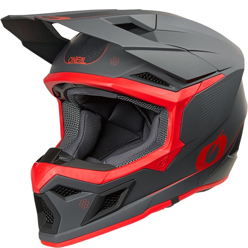 Kask motocrossowy O'Neal 3SRS E-stroke matowy szaro-czerwony