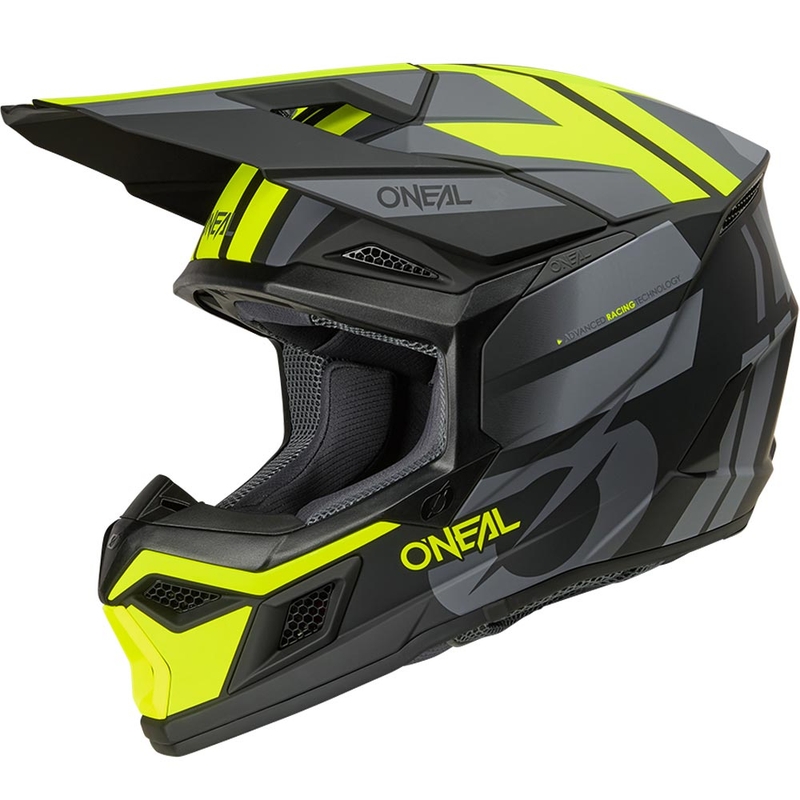 Kask motocrossowy O´Neal 3SRS Ride matowy czarno-szaro-fluo żółty