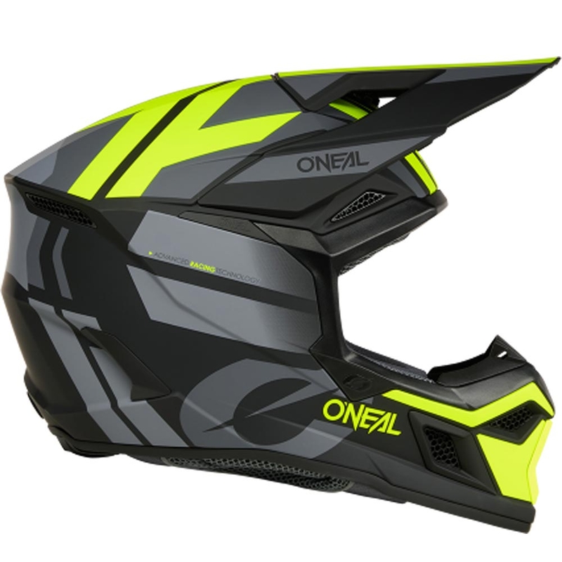 Kask motocrossowy O´Neal 3SRS Ride matowy czarno-szaro-fluo żółty