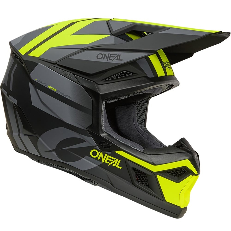 Kask motocrossowy O´Neal 3SRS Ride matowy czarno-szaro-fluo żółty