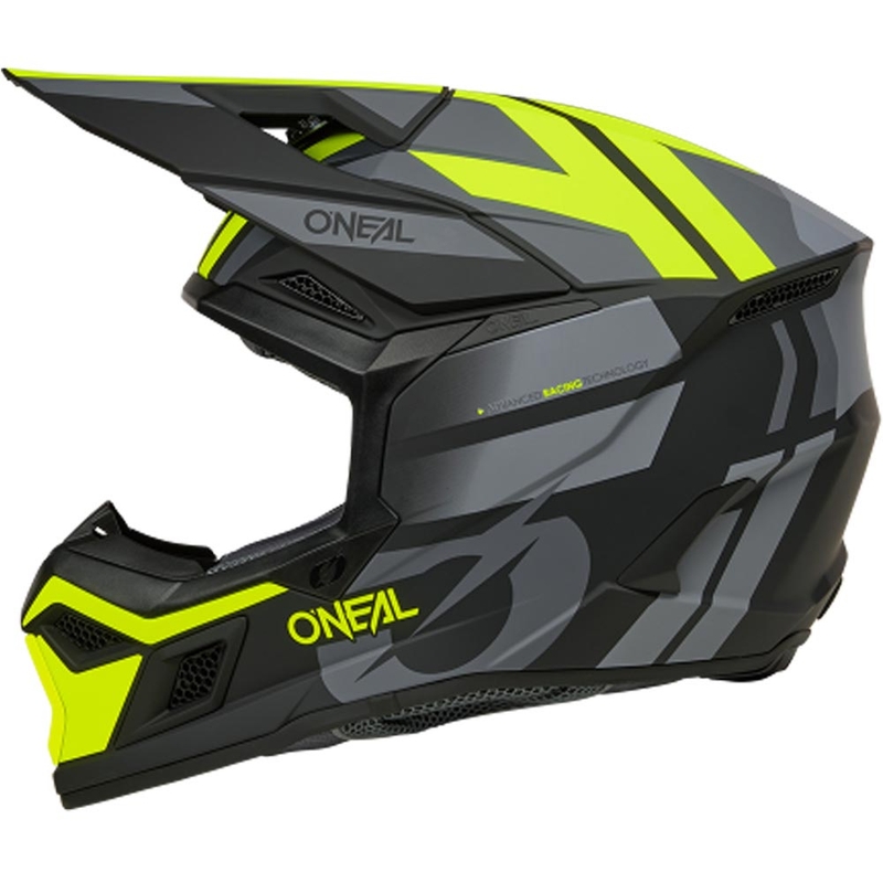 Kask motocrossowy O´Neal 3SRS Ride matowy czarno-szaro-fluo żółty