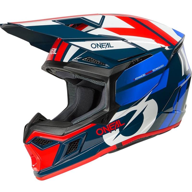 Kask motocrossowy O'Neal 3SRS Ride niebiesko-biało-czerwony
