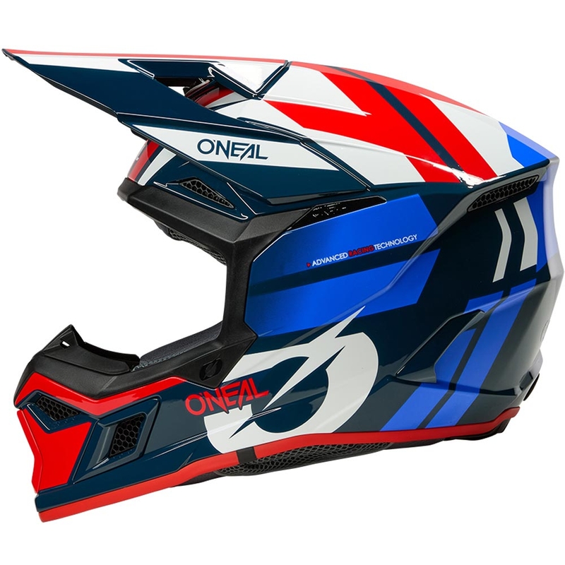 Kask motocrossowy O'Neal 3SRS Ride niebiesko-biało-czerwony