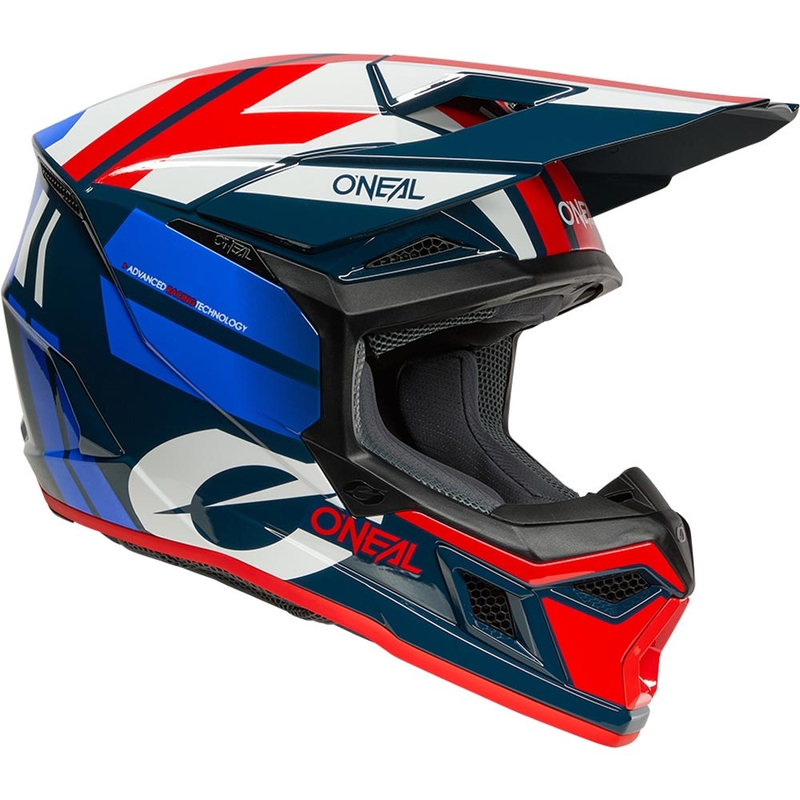Kask motocrossowy O'Neal 3SRS Ride niebiesko-biało-czerwony