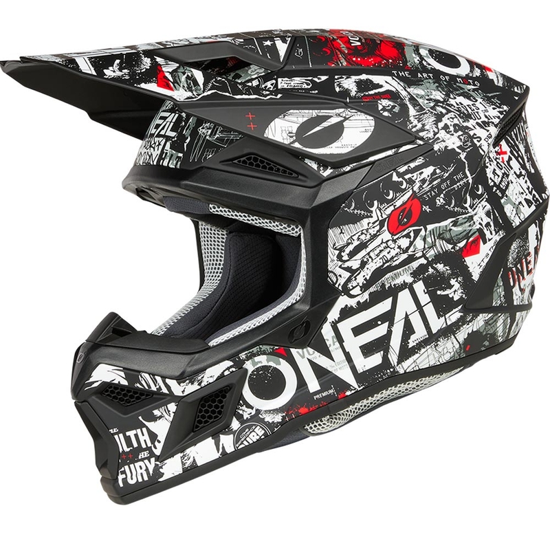 Kask motocrossowy O'Neal 3SRS Attack matowy czarno-biały