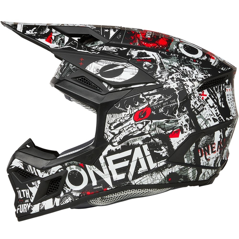Kask motocrossowy O'Neal 3SRS Attack matowy czarno-biały