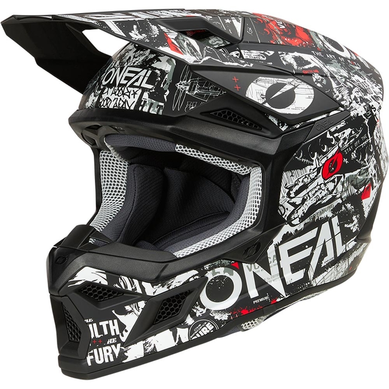 Kask motocrossowy O'Neal 3SRS Attack matowy czarno-biały