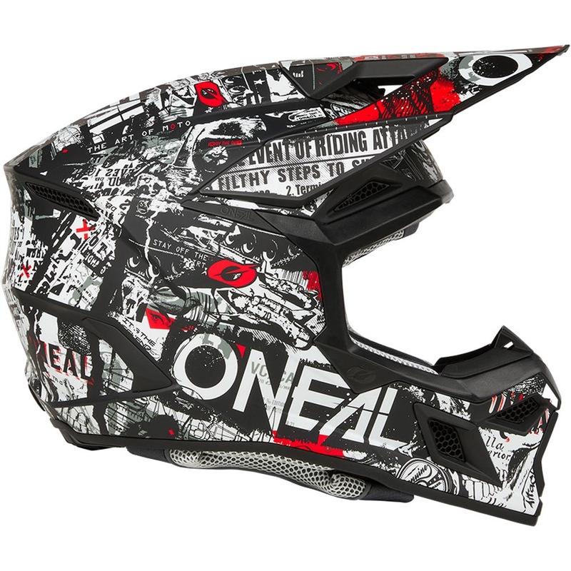 Kask motocrossowy O'Neal 3SRS Attack matowy czarno-biały