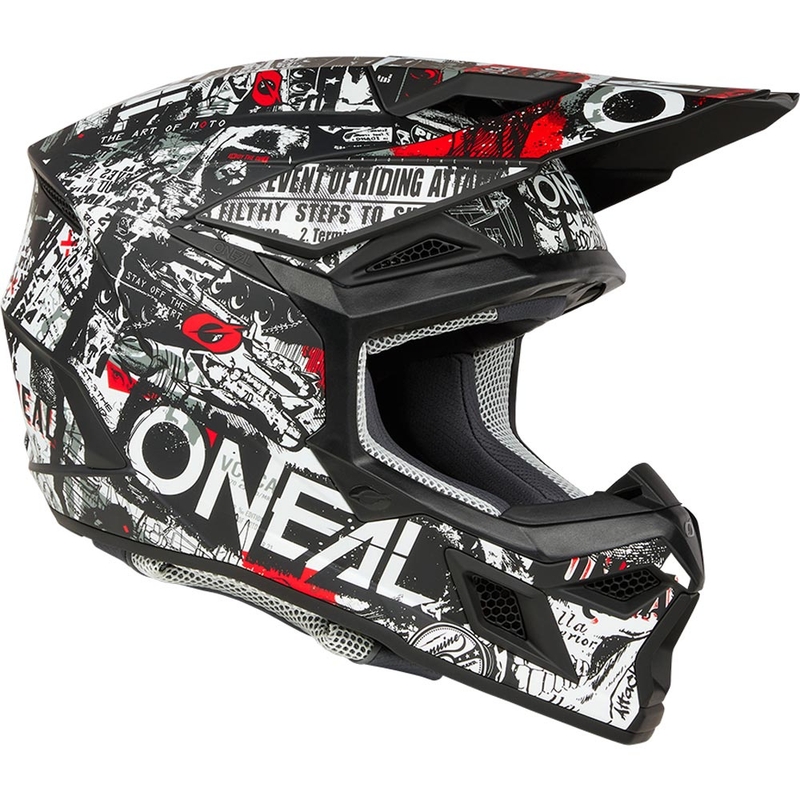 Kask motocrossowy O'Neal 3SRS Attack matowy czarno-biały