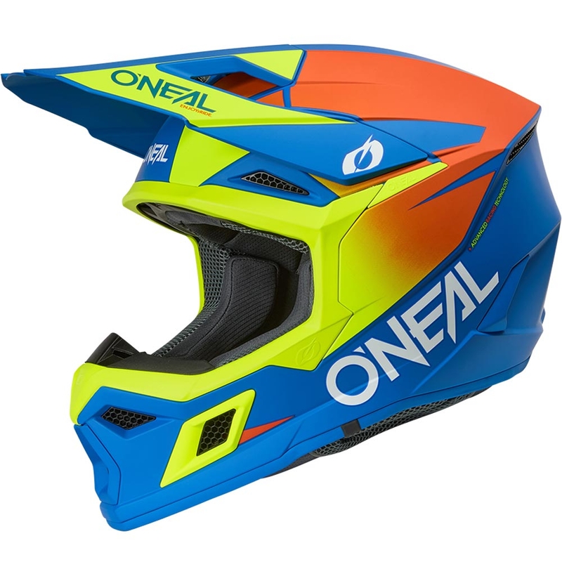 Kask motocrossowy O´Neal 3SRS Solid matowy niebiesko-fluo żółty