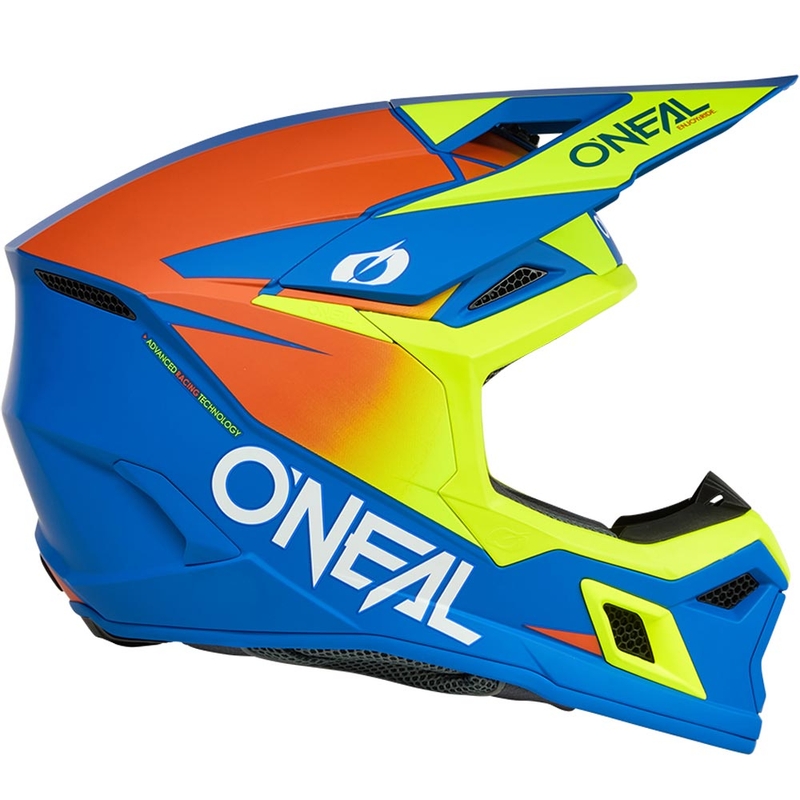 Kask motocrossowy O´Neal 3SRS Solid matowy niebiesko-fluo żółty
