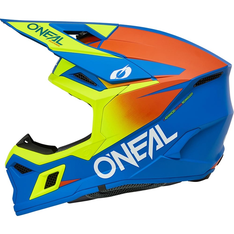 Kask motocrossowy O´Neal 3SRS Solid matowy niebiesko-fluo żółty