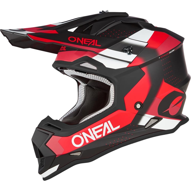 Kask motocrossowy O'Neal 2SRS Spyde matowy czarno-czerwono-biały