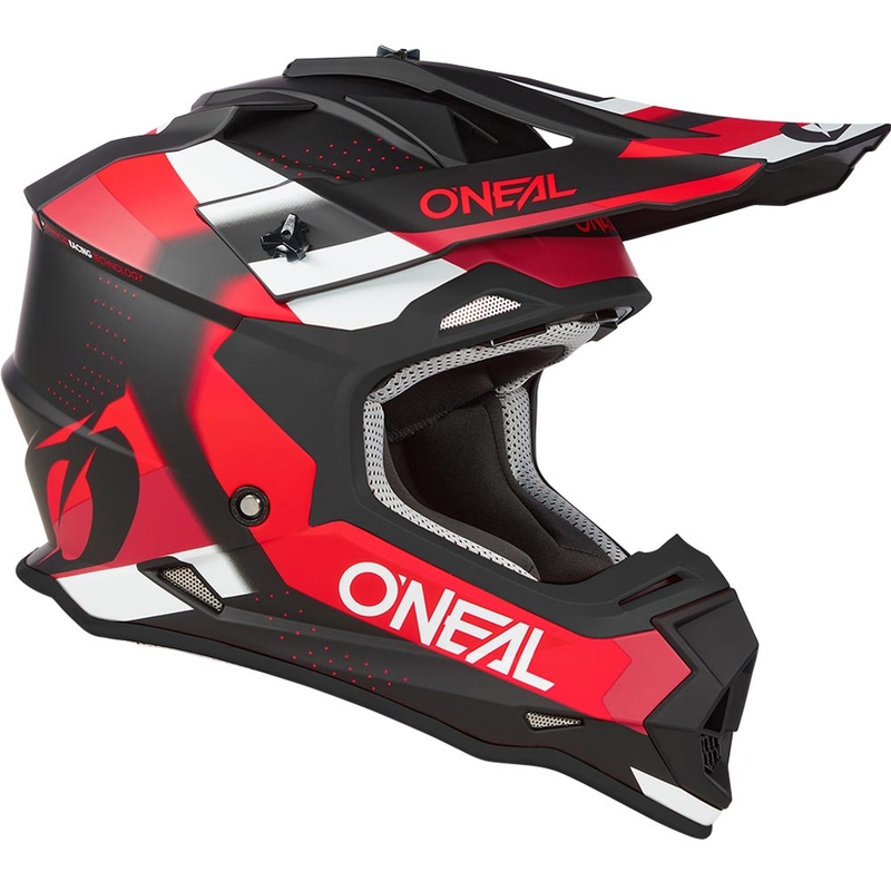 Kask motocrossowy O'Neal 2SRS Spyde matowy czarno-czerwono-biały