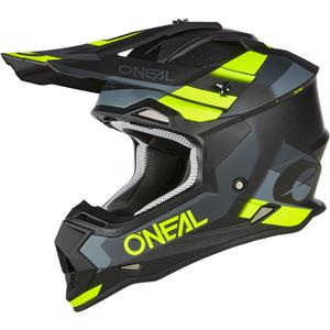 Kask motocrossowy O´Neal 2SRS Spyde matowy czarno-szaro-fluo żółty