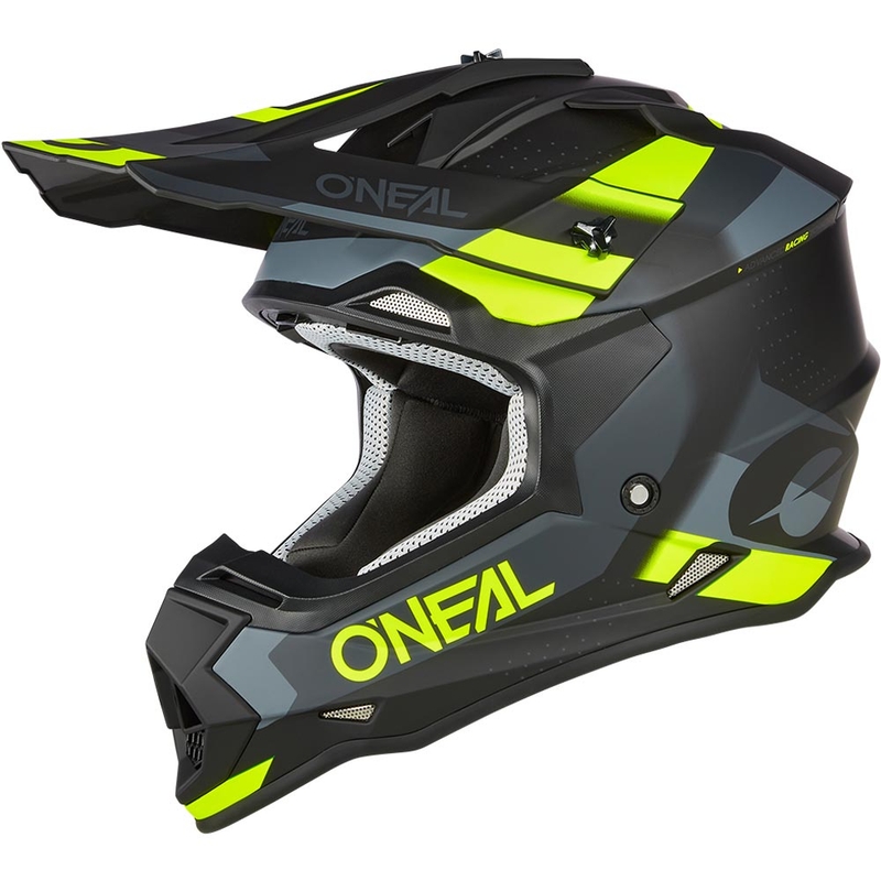 Kask motocrossowy O´Neal 2SRS Spyde matowy czarno-szaro-fluo żółty