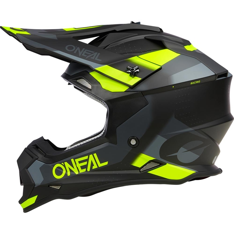 Kask motocrossowy O´Neal 2SRS Spyde matowy czarno-szaro-fluo żółty